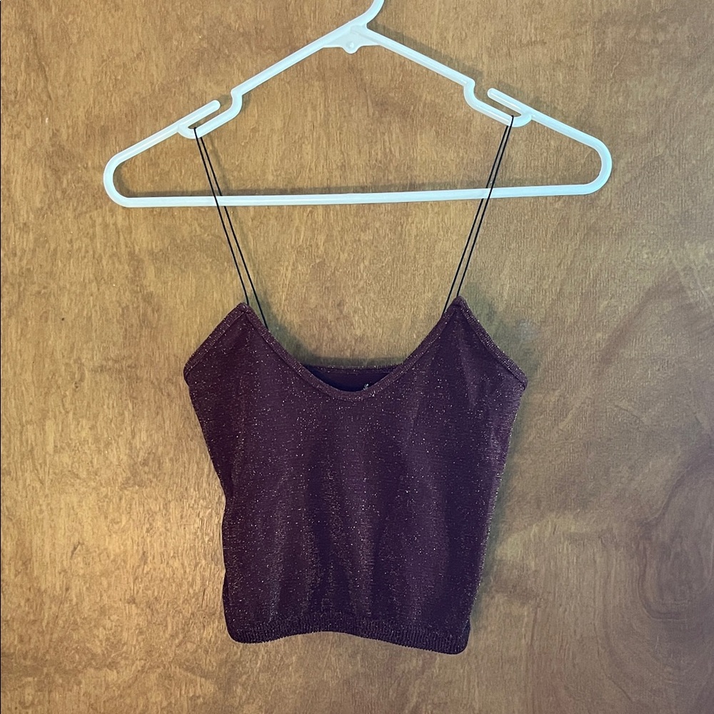Free People Sparkle Maroon Camisole Tank Top